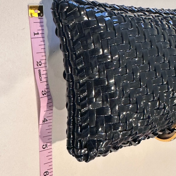 Ronora‎ Rodo Black Woven Clutch with Gold Clasp